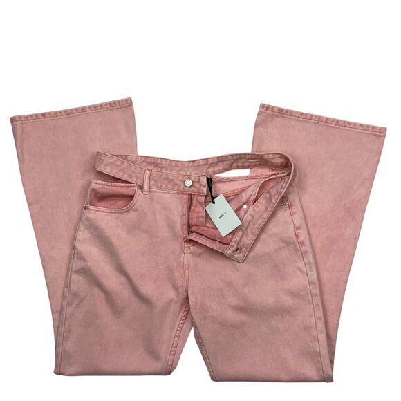 Ragged Priest Milk It Mia Baby Jean 32 Pink Flare Leg Cut Out Waist High Rise - Picture 3 of 12